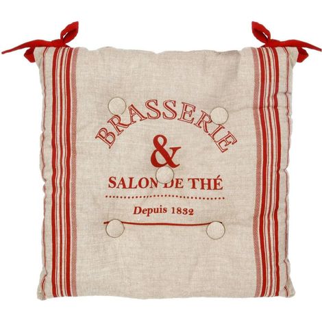 Coussin de chaise de bistro en coton 40 x 40 cm, rouge (1/4)
