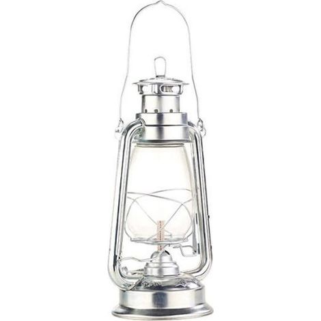 Lampe-tempête rétro à pétrole 30 cm Amalia - aspect Zinc - Gris - LUNARTEC - Vintage - Verre