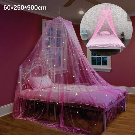 Moustiquaire avec étoiles Lumineuses, ciel de lit anti-moustique, décoration de chambre pour lit enfant ou adulte, 60 x 250 x 900 cm, rose (1/5)