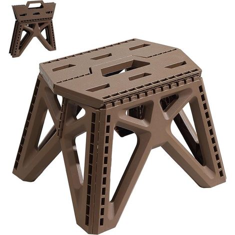 Klappbarer Tritthocker 23 cm Rutschfest Belastbar bis 200 kg Platzsparend Für Küche, Bad & Camping (Braun) (1/5)