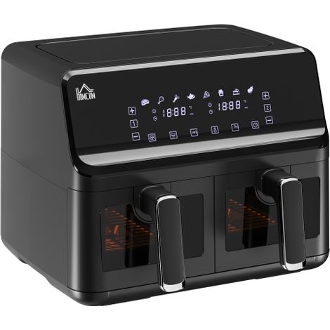 8L Dual Basket Air Fryer,8-in-1 multifunctional cooker with digital display,timer,preheat feature for healthy,oil-free cooking.