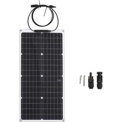 Panneau Solaire 50W 18V Monocristallin IP65 Étanche Portable Photovoltaïque pour Voiture Camping-car Bateau (1/5)