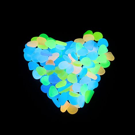 Pierres lumineuses - Cailloux fluorescents colorés pour jardin, cour, sentiers (100/bag) - Multicolore - Résine - Absorption lumière 1h (1/5)
