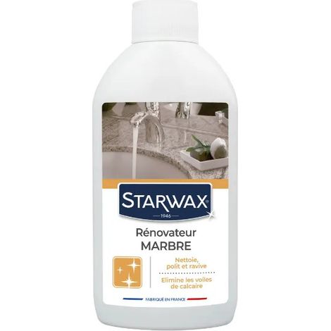 Starwax – Rénovateur de brillance pour marbre et pierres naturelles 250ml – Élimine les voiles de tartre – Utilisation en cuisine et salle de bain