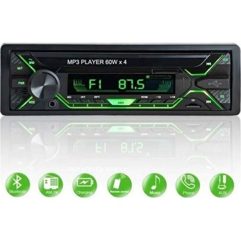 Bluetooth-FM-Autoradio mit 4 x 60 W, MP3-Player, Freisprecheinrichtung, USB-, SD-, TF- und AUX-Anschluss sowie Fernbedienung