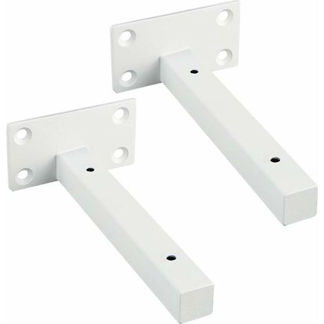 Invisible Floating Shelf Support, Metal Bracket for Floating Tablet, Concealed Wooden Tray Support with Wall Mount, White, 2 Pcs (1/5)