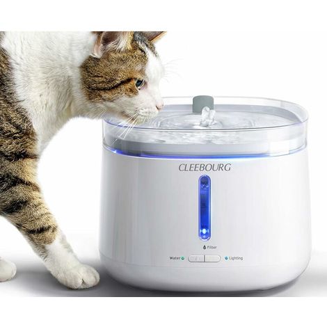 Distributeur d'eau pour chat amélioré, distributeur automatique d'eau pour animaux de compagnie 2L distributeur d'eau pour chien avec réservoir d'eau amovible, voyant lumineux et mode nuit, adapté aux (1/5)