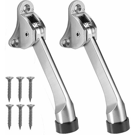 2 Pièces Butée de Porte,Empêche la Porte de Claquer,Arrêt de Porte Support de Porte,Avec Pare-Chocs en Caoutchouc Souple et Vis - Alliage de Zinc - 13 cm-LIAIKI (1/5)