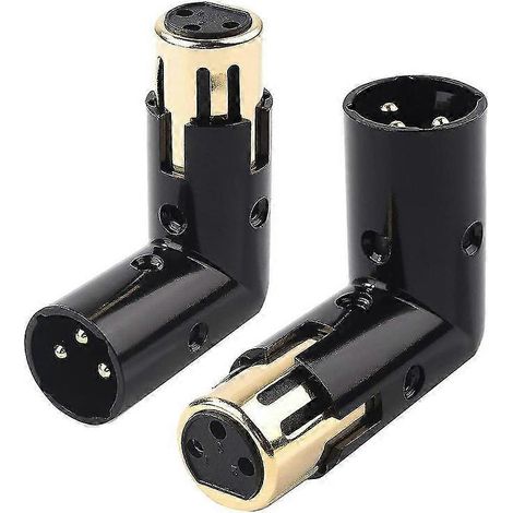 adaptateurs audio mâles/femelles coudés à 90° (XLR 90°) noirs (1/4)