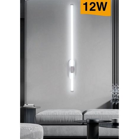 TrAdE Shop Traesio - Applique A Led 12 Watt Tubo Lungo Bianco Moderno Luce Fredda Calda Naturale E80 - -Bianco Freddo -