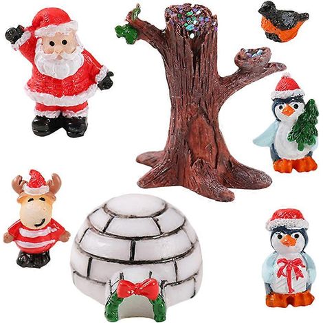 Miniature Christmas Decorations Resin Santa Claus Figurines for 5Sets Micro Ornaments (1/5)