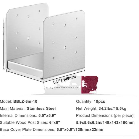 Ancre de Poste, Acier Inoxydable, Design Réglable, 6x6in 10pcs (1/2)