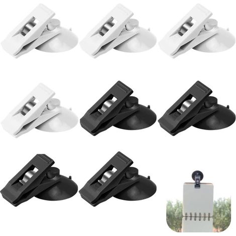 8 PCS Car Suction Cup Clips Card Holder with Suction Cup Windshield Ticket Holder Windshield Ticket Holder for Windows, Refrigerator, Bathroom, Office, Black & White