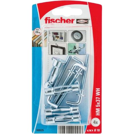 FISCHER 090925 Hohlraum Metalldübel HM 5x37 WH, 4 Stk