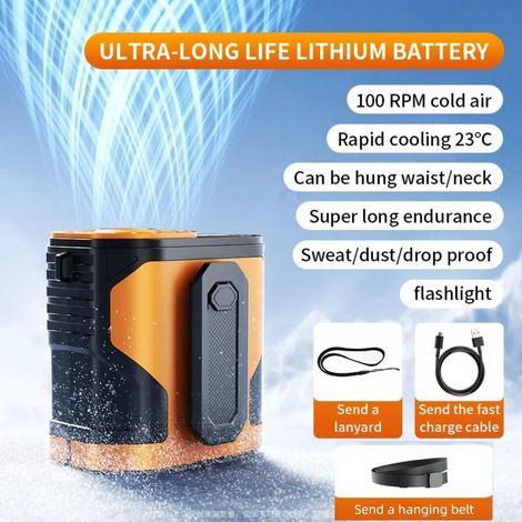 Tragbarer Ventilator mit intelligentem Display – USB-C-Warnleuchte – Schnellladefunktion – Orangefarbener Lüfter (1/5)