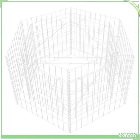 Lit surélevé gabion - FAFEICY - 100×90×50 cm - Acier galvanisé - Capacité 1400 kg/m³ - Argenté (1/5)