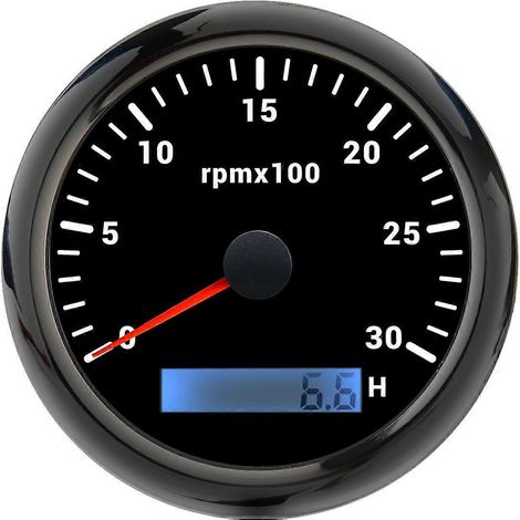 Tachymètre avec compteur horaire LCD - 85 mm, pour applications marines, bateaux et voitures, 8 000 tr/min, rétroéclairage LED 7 couleurs, 3 000 tr/min - BN