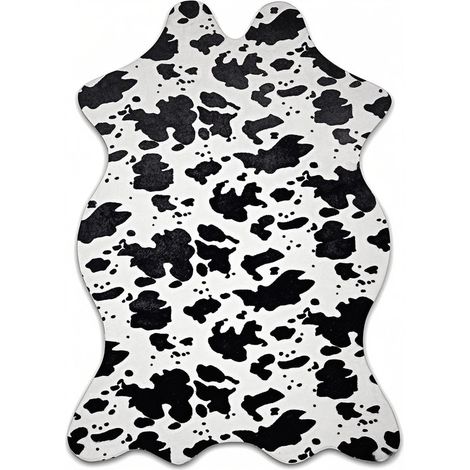 Tapis imprimé vache en fausse peau de vache, joli tapis décoratif de chambre occidentale amusant pour salon, chambre à coucher, noir, 109,2 x 73,7 cm