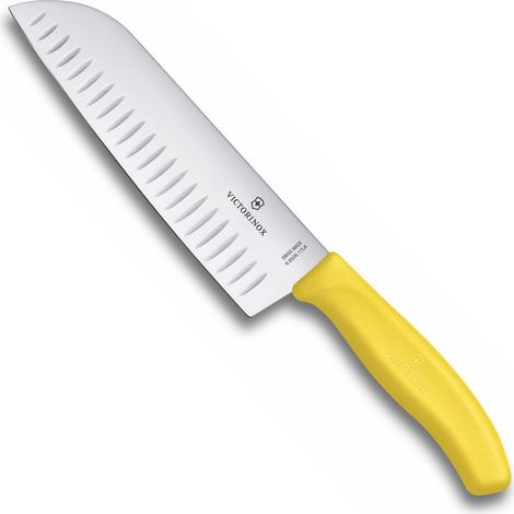 Couteau Santoku, Lame Alvéolée 17 cm, Noir (1/5)