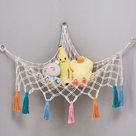 Filiyano – organisateur de jouets suspendu – Filet/hamac en macramé bohème pour peluches - Hamacs, filets de rangement, organisateur de jouets (1/3)