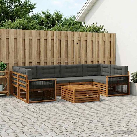vidaXL Set di divani da esterno 7 pz Naturale e Antracite (1/5)