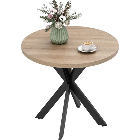 Esstisch 75 x 75 cm rund Küchentisch für 2-4 Personen modern Esszimmertisch mit Spinnenfuß Braun (1/5)