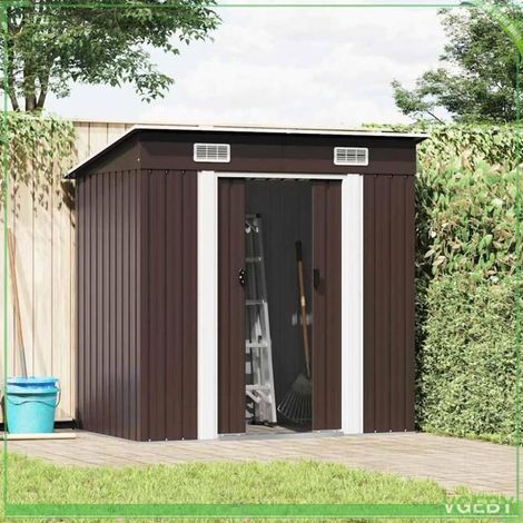 Abri de jardin en métal - FAFEICY - 47027 - Marron - 194x121x181 cm - Acier galvanisé (1/5)