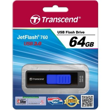 Transcend JetFlash elite JetFlash 760, 64GB USB-Stick USB Typ-A 3.2 Gen 1 (3.1 Gen 1) Schwarz, Blau (1/5)