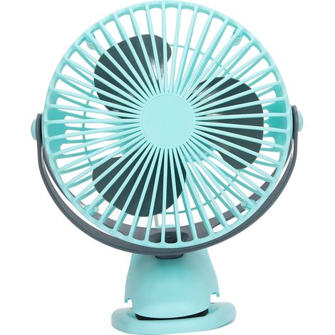 Ventilateur USB portable à pince, angle réglable, pour la maison, la voiture, les dortoirs, les poussettes, les voyages et le camping (bleu) (1/5)