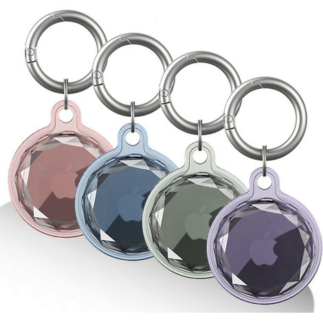 Étui AirTag étanche, lot de 4 porte-clés AirTag, étui AirTag pour collier de chien, bagages, clés, protection intégrale anti-rayures (4 couleurs) (1/5)