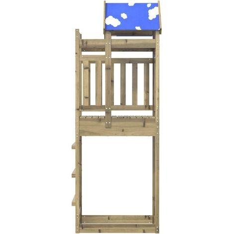 Jeu extérieur enfant : Tour de jeu Marron 52,5 x 85 x 238 cm Bois solide de Douglas jeu extérieur enfant, aire de jeu jardin, balançoire enfant , pour jardin, usage domestique , enfant 3-8 ans (1/5)