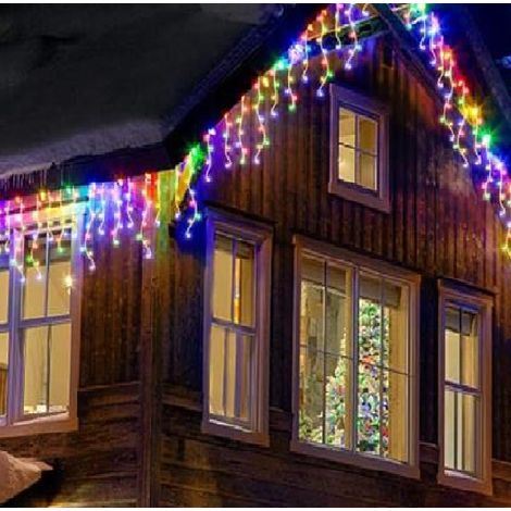 Tenda Luminosa 240 LED multicolore 5 metri per Esterno prolungabile IP44 luminaria pioggia cascata di luci colorate (1/5)