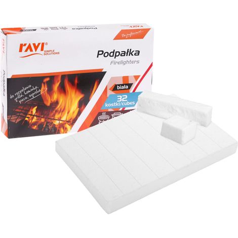Cubos de leña para parrilla y chimenea blancos 32 uds. (1/2)