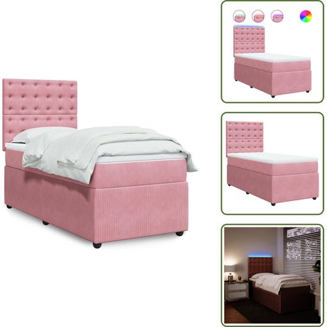 vidaXL Sommier à lattes de lit avec matelas Rose 90x190 cm Velours