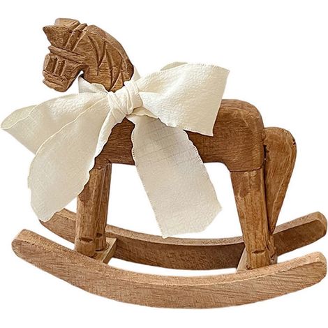 Série de chevaux à bascule créatifs sculptés à la main, ornement de bureau rétro en forme de cheval à bascule, un souvenir pour les amis. (1/5)