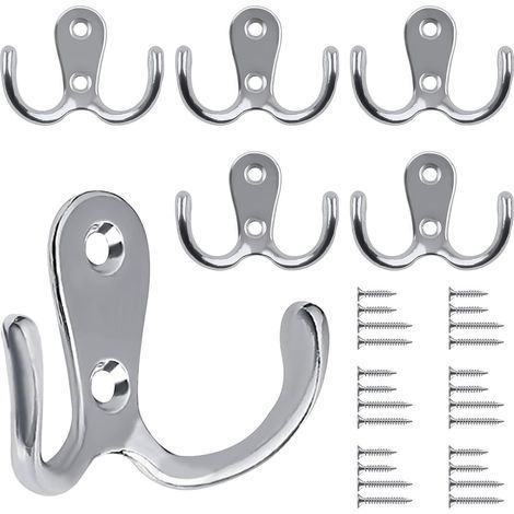 6-teiliges Retro-Garderobenhaken-Set, Retro-Garderobenhaken, Vintage-Wandgarderobe, Metall-Türhaken für Bad, Küche, Schlafzimmer, Flur, Schwarz (1/5)