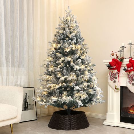Sapin de Noël Artificiel 180 cm lumineux LED 793 Branches enneigées grand réalisme support en acier pliable Vert (1/5)