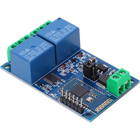 Module relais Bluetooth double canal, plastique, 12 V CC, pour la commande à distance via application mobile. (1/5)
