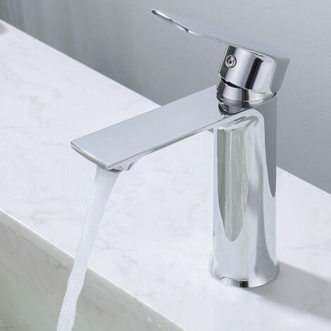 Mitigeur Lavabo Robinet Salle Bain Robinet Lavabo pour Salle de Bain Réglable à Chaud et à Froid Robinet Chromé Acier Inox (1/5)