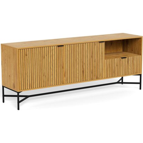 Cómoda Norsica 878, Roble salvaje, Con cajones y puertas, Número de cajones: 0, 70x180x40cm