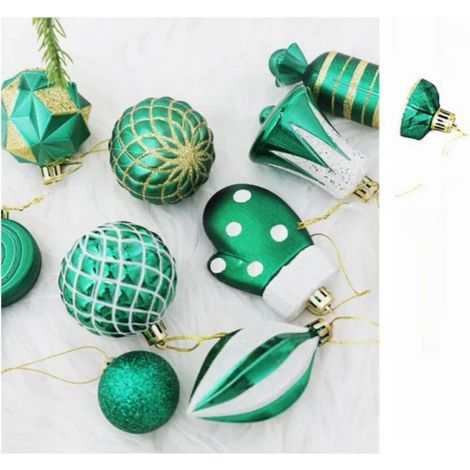 Neues 16-teiliges Set aus Kunststoff-Weihnachtsornamenten – verschiedene Formen – Christbaumschmuck & kleine Hängeornamente (1/4)