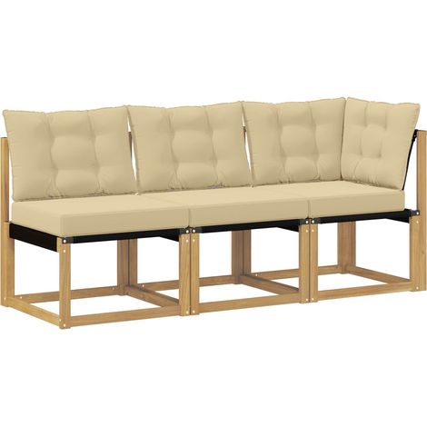 Maison Exclusive - Outdoor Mittel- und Ecksofa mit Kissen 3 Stück