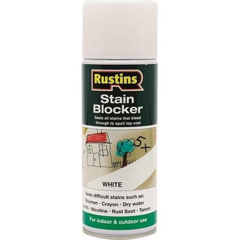 Rustins Stain Blocker Aerosol Spray – 400ml, Model RUSSB400, Effective Stain Prevention for Various Surfaces