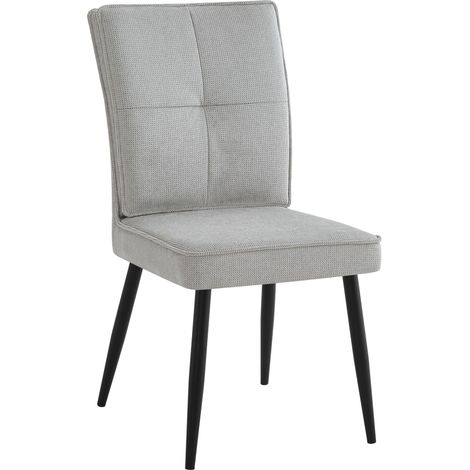 Ensemble de 2 chaises de salle à manger pieds métal, tissu velours pied-de-poule, gris clair, pour cuisine, salon & salle à manger