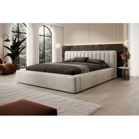 Polsterbett Doppelbett PEORIA 160x200cm in Stoff Macau Pearl (1/3)