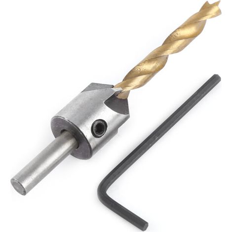 Mèche à fraiser pour bois, outil de perçage menuiserie, tige ronde avec clé hexagonale (5mm) (1/2)