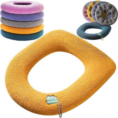 Ensemble de 5 housses de siège de toilette universelles, imperméables et souples, avec boucle de suspension et coussins chauds lavables. (1/5)