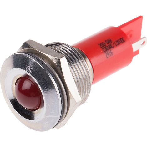 Voyant LED lumineux Rouge RS PRO, dia. 19mm, 130 V dc, 230V c.a. ( Prix pour 1 )