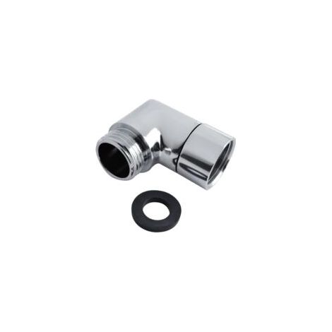 Adaptateur de douchette à 90° - Coude 1/2" - Pour pommeau de douche - Rallonge de tuyau de douche - Argenté (1/5)