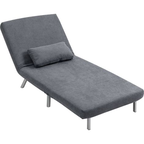 Fauteuil Convertible 2-en-1 Lit d'Appoint Rembourré Confortable avec Coussins Revêtement Tissu Gris Foncé (1/5)